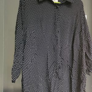 Prescott New York black/white checked button down 3X Tie Side